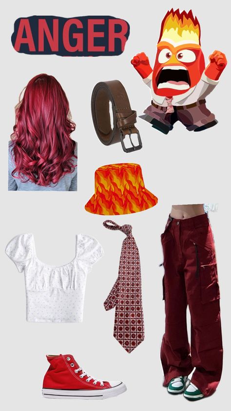 inside out- anger Inside Out Halloween Anger, Anger Costume Female, Inside Out Spirit Week, Anger Inside Out Halloween Costume, Joy Inside Out Outfit Ideas, Anger Inside Out Costume, Anger Inside Out, Winx Halloween, Halloween Costume Female