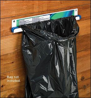 Flat Bag Holder - Hardware: screw into side of work table in studio Garbage Bag Holder, Carport Sheds, Garage Workshop Organization, Lee Valley Tools, Bag Holders, Bin Bag, Lee Valley, Workshop Ideas, Workshop Organization