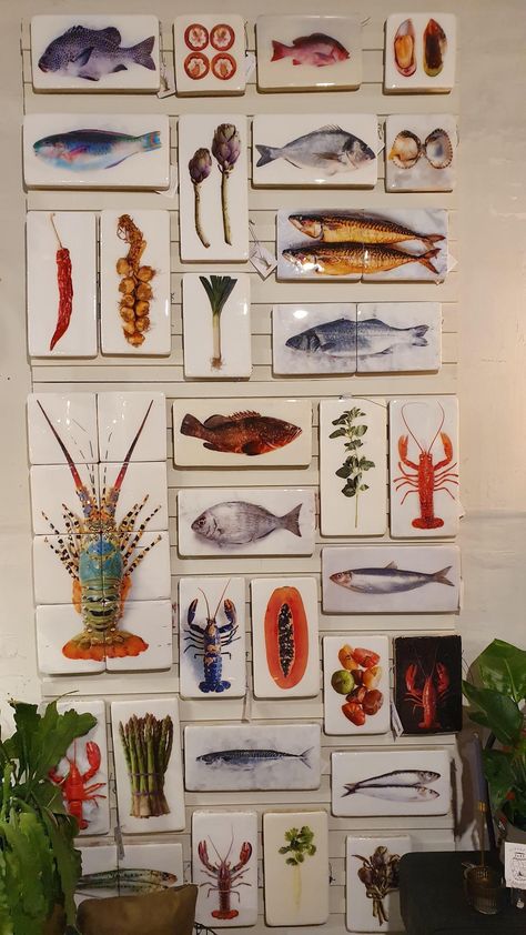 Surfer Room, Small Beach Houses, Fish Gallery, Bizarre Art, Unique Drawings, Hand Painted Tiles, Beautiful Tile, Illustration Character Design, Blue Ceramics