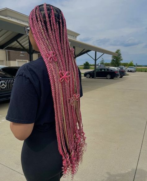 Color Combos For Braids, Light Pink Braids, Braid Combos, Cute Color Combos, Pink Box Braids, Pink Braids, Color Braids, Afro Punk Fashion, Cute Box Braids