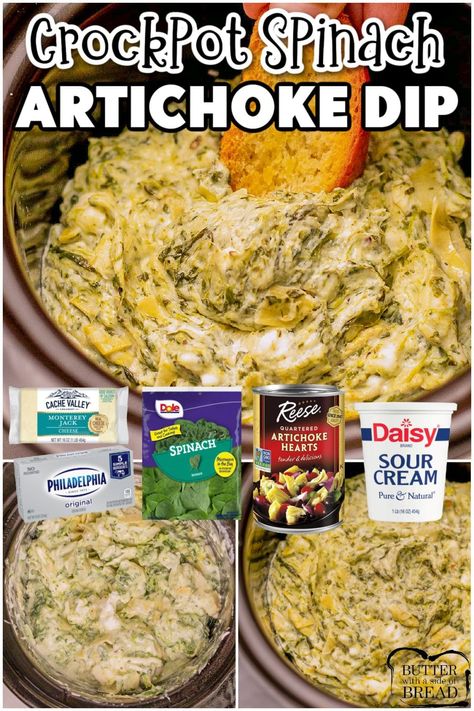 Easy Crockpot Spinach Artichoke Dip, Crockpot Spinach Artichoke Dip, Dip Crockpot, Crockpot Spinach, Artichoke Spinach Dip, Knorr Spinach Dip, Spinach Artichoke Dip Easy, Hot Spinach Dip, Spinach Artichoke Dip Recipe