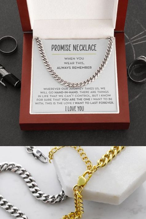 Necklace Gift For Boyfriend, Promise Chain For Him, Promise Necklace For Boyfriend, Stainless Steel Chain Link Necklace, Chain For Boyfriend, Necklace For Him, Boyfriend Necklace, Gold Necklace For Men, Boyfriend Gift Basket