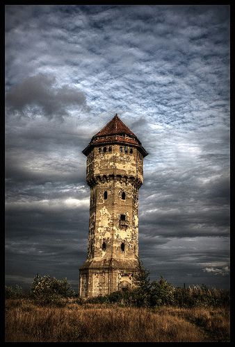 Abandoned water tower, Germany. (...now this is creepy!) J Magic Tower, Abandoned Lighthouse, Katowice Poland, Location Unknown, Jade Flower, Water Towers, The Pines, Abandoned Mansions, Water Tower