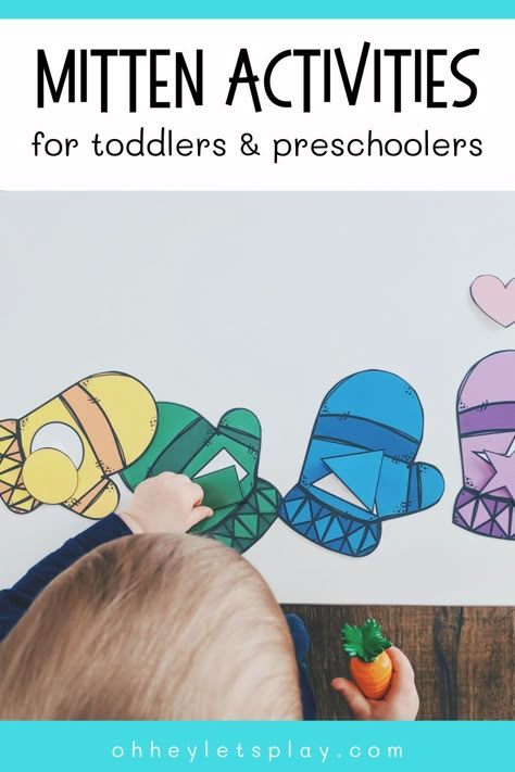 Are you looking for simple hands-on learning activities for you toddlers or preschoolers this winter? Here are 10 mitten themed activities to keep your child playing and learning all winter long. These activities will help your child practice matching shapes, colors, counting, size order and more. If you are looking for indoor play activities for your toddler or preschooler, find these easy winter themed mitten activities here. Winter Preschool Language Activities, Winter Toddler Learning Activities, Winter Holiday Activities For Toddlers, January Learning Activities For Toddlers, Winter Activities For Toddlers Learning, Winter Clothing Theme For Toddlers, Winter Toddlers Activity, Mittens Activities For Toddlers, Winter Clothing Preschool Crafts