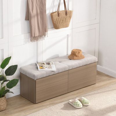 Upgrade your entryway with the 49" Shoe Storage Bench, a perfect blend of style and functionality. This shoe cabinet features a user-friendly design with four gas struts, ensuring safe and smooth door operation while minimizing the risk of pinching or collisions. The two pull-down style doors drop vertically, making it ideal for narrow spaces.Perfect for any home, this shoe storage bench is an ideal addition to hallways, entryways, stairwells, or children's rooms, offering practical storage solu Storage Bench Entryway, Shoe Storage Bench Entryway, Shoe Cabinet Entryway, Bench Entryway, Shoe Storage Bench, Entryway Cabinet, Entryway Shoe Storage, Entryway Bench Storage, Entryway Shoe