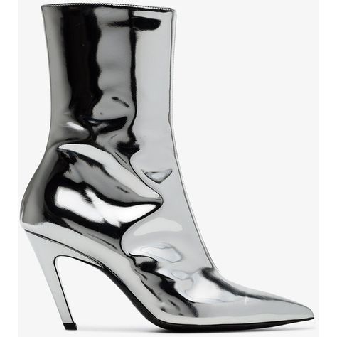 Balenciaga Silver Talon Mirror 80 Ankle Boots ($900) ❤ liked on Polyvore featuring shoes, boots, ankle booties, bootie boots, silver metallic boots, leather bootie, claw boots and silver metallic booties Silver Metallic Boots, Mirror Boots, Silver Ankle Boots, Balenciaga Boots, Real Leather Boots, Metallic Boots, Silver Boots, Short Leather Boots, Genuine Leather Boots