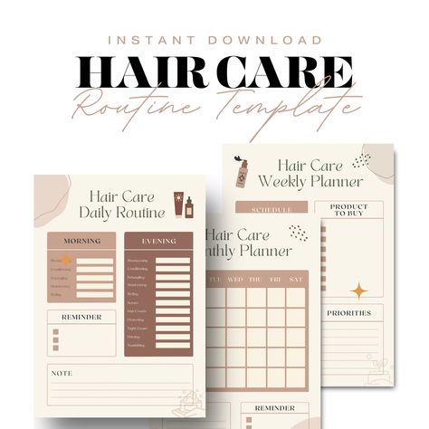 Hair Care Line Business, Notion Hair Care Template, Hair Care Journal, Monthly Hair Care Routine, Minimalist Hair Care Routine, Hair Planner, Hair Care Planner, Growth Journal, Natural Hair Routine