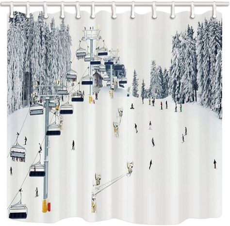 Snow Bath, Travel Snow, Mountain Skiing, Cute Shower Curtains, Winter Shower, Blanket On Wall, Cloth Shower Curtain, Colorful Shower Curtain, Bathroom Shower Curtain Sets