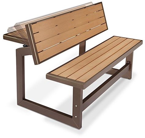 Convertible Bench Metal And Wood Bench, Picnic Table Bench, Parks Furniture, Convertible Furniture, Picnic Tables, Metal Bench, Concrete Furniture, Unique Chair, Shipping Supplies