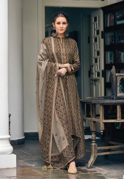 Kilory Porschhe 474 - Pure Pashmina With Digital Print With Fancy Work Suit Check more at https://www.theindianfashion.in/product/kilory-porschhe-474-pure-pashmina-with-digital-print-with-fancy-work-suit/ Kurti 2023, Zara Shahjahan, Winter Shawl, Salwar Kamiz, Work Suits, Indian Suits, Ladies Clothing, Shalwar Kameez, Suit Fabric