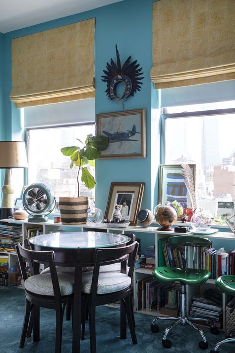 Celerie Kemble Interiors, Kemble Interiors, Mercury Glass Lamp, Celerie Kemble, Nyc Apt, She Did It, New York City Apartment, Blue Room, Girl’s Room