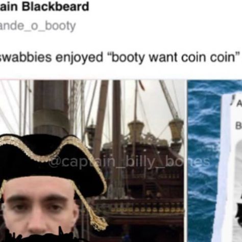 Captain Billy Bones on Instagram: "WHO REPORTED EM TO THE NAVY?!😭😭
#pirate #meme #joke #funny #yarr #sea #ocean #sentence #prison #fired #job #kill #sailor #sailing #blackbeard" Pirate Reaction Pic, Ship Captain Aesthetic, Cursed Pirate Art, Pirate Humor, Pirate Funny, Billy Bones, Meme Joke, Boat Memes Funny, Joke Funny