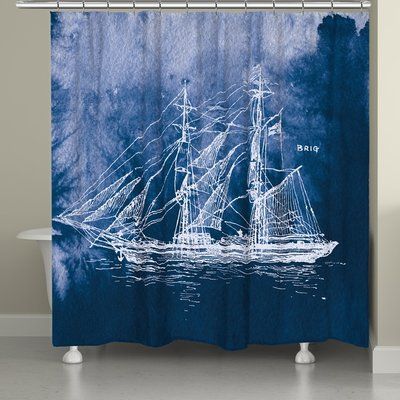 Breakwater Bay Edgeworth Nautical Sailing Ship Shower Curtain Nautical Bath, Bathroom Gallery, Personalized Shower Curtain, Shower Curtain Sizes, Nautical Bathrooms, Lattice Design, Household Decor, Shower Curtain Hooks, Bathroom Shower Curtains