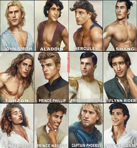 Pixar Characters As Humans, Disney Prince Fanart, Prince Naveen Fan Art, Disney Characters As Humans, Lilo Pelekai, Popular Cartoon Characters, Prince Adam, Disney Prince, New Disney Movies