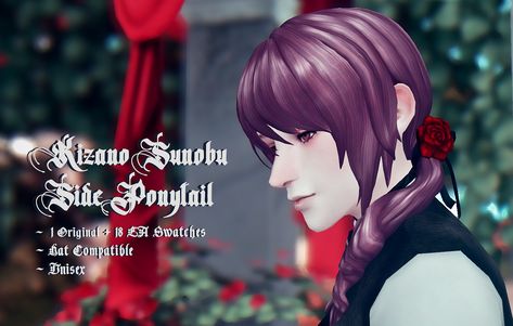 Kizano Sunobu - Side Ponytail  [#ts4_adult_hair] Male Ponytail Sims 4 Cc, Ts4 Ponytail, Sims4 Cc Hair Ponytail, Sims 4 Side Part Hair, Sims 4 Male Ponytail, Sims 4 Male Hair Ponytail, Sims 4 Cc Male Ponytail Maxis Match, Sims 4 Low Ponytail, Sims 4 Side Ponytail