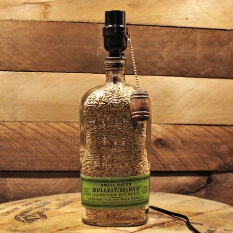 Whiskey Lamps – Tagged "Bulleit Bourbon" – BottleCraft By Tom Whiskey Bottle Crafts, Whiskey Bottle Lamp, Liquor Bottle Lamp, Bulleit Bourbon, Liquor Bottle Crafts, Lamp Wire, Lamp Cord, Rye Whiskey, Liquor Bottle