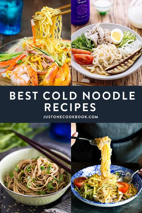 Cold Noodle Recipes, Cold Soba Noodle Recipe, Cold Noodles Recipes, Hiyashi Chuka, Korean Cold Noodles, Glass Noodles Recipe, Soba Salad, Soba Noodles Recipe, Cold Soup Recipes