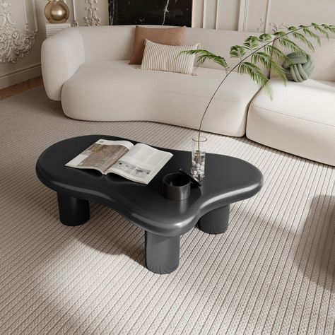 This whimsical coffee table features a unique cloud shape that adds a touch of playfulness and sophistication to your living room, bedroom, study, or balcony. Its versatile design makes it a perfect fit for various interior styles, from modern to eclectic. Crafted with precision, the table's smooth surface is ideal for displaying books, decor, or enjoying a cup of coffee. The durable construction ensures it withstands daily use, while the elegant finish adds a touch of luxury to your home. The 4 White Couch Black Coffee Table, Irregular Table, Target Side Table, House Diys, Cloud Coffee, Shaped Coffee Table, Modern Wood Coffee Table, Coffee Table For Living Room, Unique Side Table