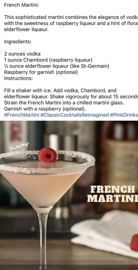 French Martini, Raspberry Liqueur, Pink Drinks, London Fog, Classic Cocktails, Martini Glass, Cocktail Drinks, Liqueur, Martini