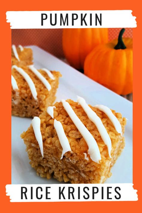 Pumpkin Rice Krispie Treats Unique Holiday Desserts, Pumpkin Spice Rice Krispie Treats, Pumpkin Rice Krispies, Pumpkin Rice Krispie Treats, Edible Ideas, Pumpkin Rice, Spiced Rice, Krispie Treats Recipe, Krispy Treats