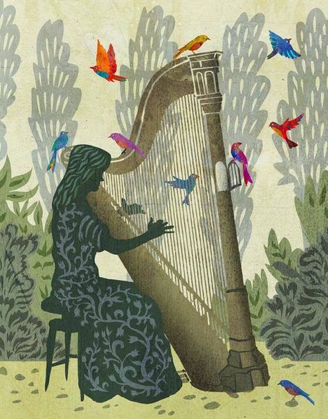 Harp The Harp, Animes To Watch, Music Illustration, Music Painting, Cute Tattoos For Women, Color Quotes, Forest Creatures, Learn Art, Art Google