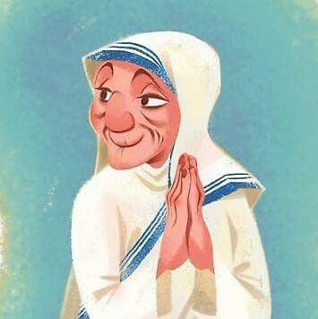 A cute caricature of Mother Teresa done in honor of her canonization as St Teresa of Calcutta by Fabiola Garza Mother Teresa Drawing Easy, Mother Teresa Wallpaper, Mother Teresa Sketch Drawing, Mother Theresa Picture, Mother Teresa Drawing, Mother Teresa Pencil Drawing, Mother Teresa Art, Saint Teresa Of Calcutta, St Teresa