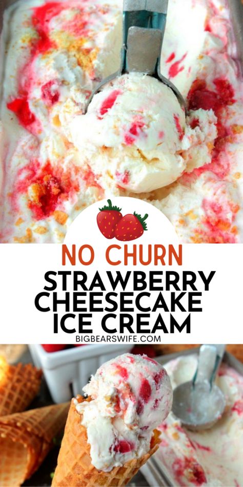 Homemade Strawberry Cheesecake, Ninja Creamy, Strawberry Cheesecake Ice Cream, Icing Recipes, Easy Ice Cream Recipe, Ice Cream Maker Recipes, Cheesecake Ice Cream, Easy Ice Cream, Homemade Ice Cream Recipes