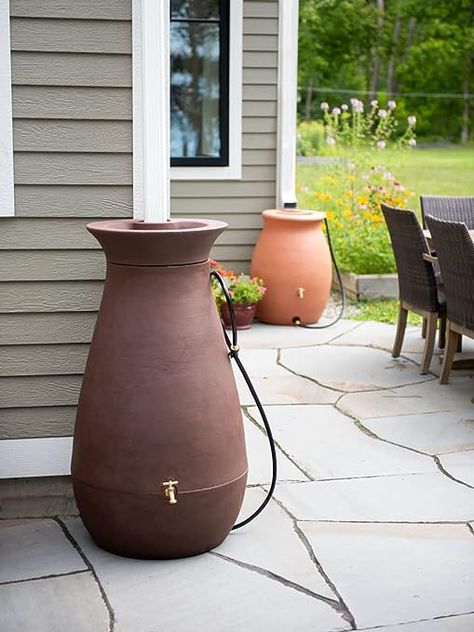 Gardener's Supply Company 65 Gallon Rainwater Collection Urn | Rain Barrel Storage for Rainwater | Eco Friendly Outdoor Rain Catcher & Container | Hose Included | Brass Spigot | Removable Top Rainwater Barrel, Rain Water Barrel, Barrel Storage, Rain Catcher, Rainwater Collection, Garden Wagon, Water Barrel, Portable Garden, Rain Barrels