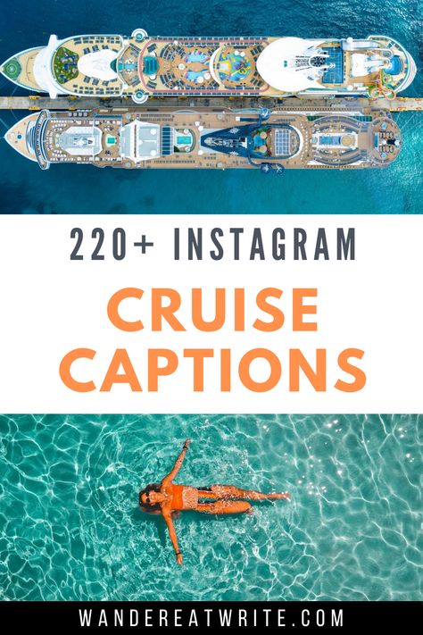 All aboard for these perfect cruise quotes for Instagram! Say "bon voyage, beaches" to boring Instagram cruise captions and "Ahoy, matey!" to ones that make your posts stand out. Whether you're in need of a cruise pun, song lyric about the beach, or inspirational cruise quote, this list has you covered 🛳 //cruise quotes instagram | cruise quotes funny | cruise captions | cruise captions for instagram | cruise caption ideas | cruise captions insta Funny Cruise Ship Sayings, Cruise Captions Instagram, Cruise Quotes Funny, Cruise Captions, Quote For Instagram, Quotes About Adventure, Rhyming Quotes, Ship Quotes, Cruise Quotes