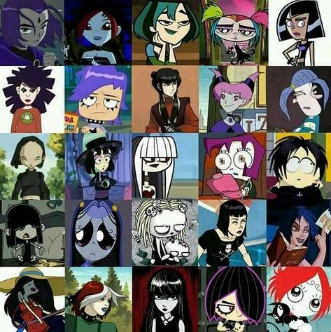 -Raven Alternative Cartoon Characters, Halloween Characters Movie, Black Haired Cartoon Characters, Emo Characters Cartoon, Cartoon Characters With Black Hair, Goth Cartoon Characters, Cool Cartoon Characters, Tv Cartoon Characters, Emo Cartoon