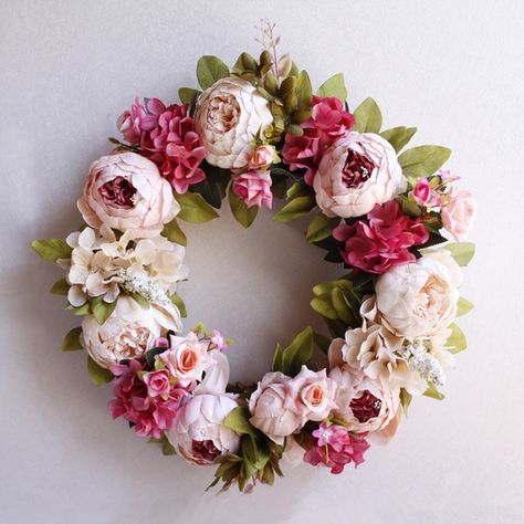 Decorative Wreaths, Spring Flower Wreath, Artificial Peony, Peony Wreath, Ornament Garland, Artificial Garland, Silk Peonies, Spring Door Wreaths, Artificial Peonies