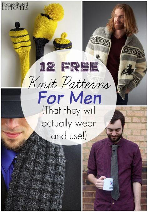 12 Free Knitting Patterns for Men- Check out this collection of free knit patterns for men including ties, sweaters, cup cozies, scarves, and more! These make great DIY gifts for the man on your gift list Knitting Patterns Men, Knitting Patterns Vest, Knitting Patterns Poncho, Knitting Patterns Socks, Vest Knitting Patterns, Knitting Patterns For Men, Crochet Patterns For Men, Knitting Hat Patterns, Knitting Patterns Sweaters