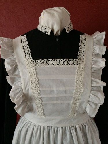 1910s Reproduction Edwardian Maid Apron Bib. 1920s Maid Outfit, Maid Apron, Victorian Apron, Edwardian Servant Dress, 1920 Maid Uniform, Edwardian Servants, Edwardian Maid Uniform, Edwardian Apron, Edwardian Pinafore Dress