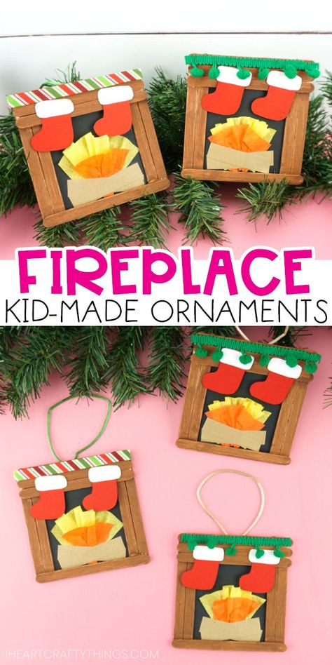 Polar Express Crafts For Kids, Tk Crafts, Fireplace Craft, December Preschool, Juleverksted For Barn, Kindergarten Christmas, December Crafts, Toddler Ideas, Christmas Crafts For Kids To Make