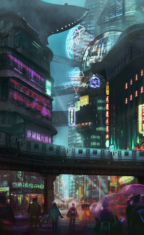 ArtStation - Cyberpunk City, Alvin Tan Cyberpunk China, Ville Cyberpunk, Art Cyberpunk, Sci Fi City, Bg Design, Sci Fi Environment, City At Night, China Town, New Retro Wave