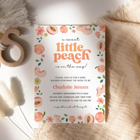 Sweet Little Peach Baby Shower Invitation, baby shower invite, a sweet little peach is on the way, instant download Peachy Color Palette, Peach Baby Shower Invitations, Peach Baby Shower, Baby Shower Invitation Template, Invitation Baby Shower, Baby Shower Invite, Baby Shower Theme, Baby Shower Invitation, Wedding Basket