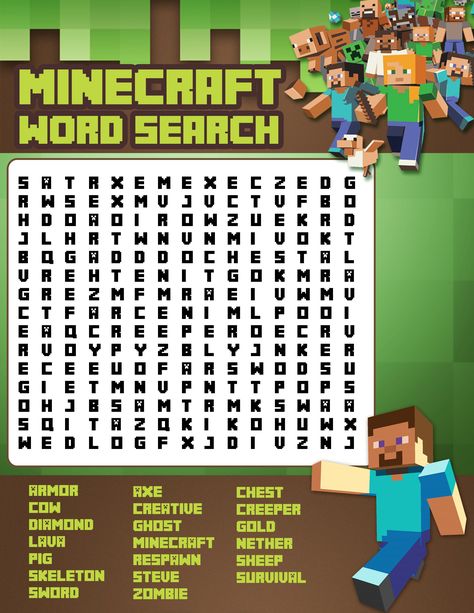 Minecraft Word Search, Minecraft Dort, Decoration Ideas For Birthday, Minecraft Decoration Ideas, Minecraft Activities, Diy Minecraft Birthday Party, Minecraft Bday, Minecraft Party Decorations, Minecraft Decoration