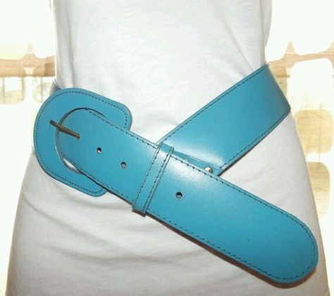 Wide slouch belts were the thing in the 80's. 80’s Fashion, Turquoise Blue Color, 80s Nostalgia, Seventeen Magazine, 90's Fashion, School Memories, Turquoise Leather, Totally Awesome, 1980s Fashion