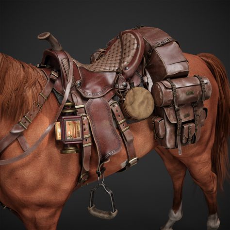 Cool Horse Saddles, Fantasy Saddle, Big Luggage, Horse With Saddle, Project Mercury, Leather Artist, Water Canteen, Thoroughbred Racehorse, Golden Brown Hair