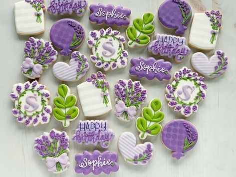 Decorated Birthday Cookies, Lavenders Blue Dilly Dilly, Cookie Package, Cookie Bouquets, Lavender Cookies, Butter Shortbread, Cookies Birthday, Fancy Cupcakes, Cookie Boxes