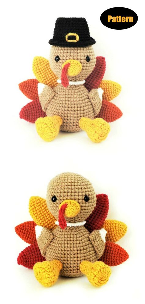 Thanksgiving Crochet Patterns Free, Crochet Amiguri, Thanksgiving Crochet Patterns, Crochet Turkey, Crochet Fall Decor, Thanksgiving Crochet, Crochet Bird, Crochet Holiday, Fall Crochet Patterns