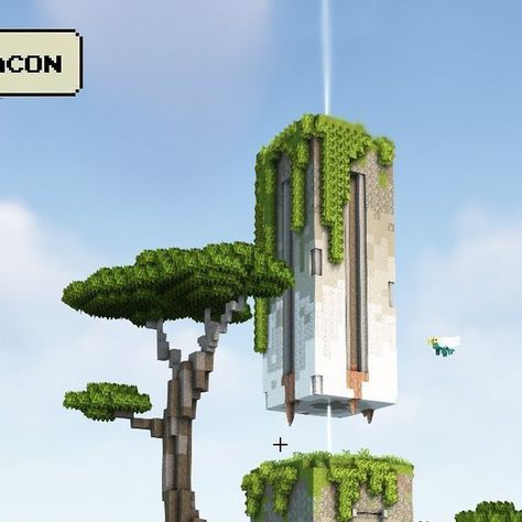 Minecraft Chunk Builds, Minecraft Efficient, Small Statue Minecraft, Minecraft Monolith, Minecraft Ruins Ideas, Minecraft Monument, Minecraft Monuments, Solarpunk Minecraft, Minecraft Pillar