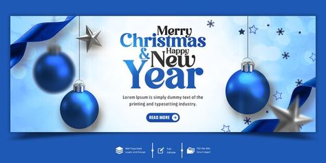 Facebook Cover Christmas, Happy New Year Facebook, Happy New Year 2024, Year 2024, Merry Christmas And Happy New Year, Banner Template, Facebook Cover, Banner Design, Happy New