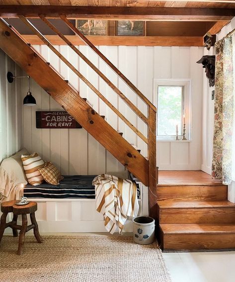 Staircase Cottage, Hayes Cottage, Cottage Stairs, Under The Stairs, Cabin Interiors, Cottage Interiors, Studio Mcgee, Cottage Living, Cozy Cottage