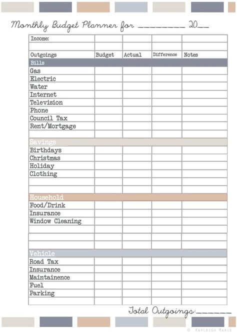 More: Free Printable Planners | Kayleigh Marie Textiles Household Budget Worksheet, Budget Worksheets Excel, Monthly Budget Excel, Inventory Spreadsheet, Retirement Budget, Household Budget Template, Printable Budget Worksheet, Business Inventory, Budget Worksheet