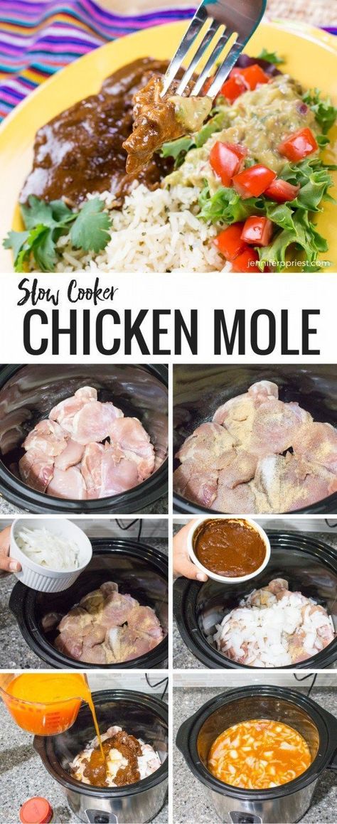 The most delicious EASY Slow cooker chicken mole recipe with Knorr creamy guacamole. #pruebaelsabordeknorr [AD] #slowcooker #smartfundiy #recipes #mole Chicken Mole Recipe, Slow Cooker Ratatouille, Easy Recipes For Dinner, Creamy Guacamole, Mole Recipe, Slow Cooker Enchiladas, Dinner Recipes With Ground Beef, Chicken Mole, Slow Cooker Ribs