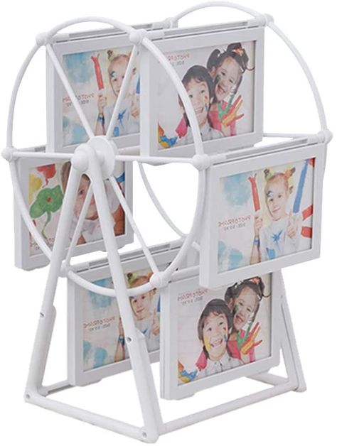 Amazon.com - SURPRIZON Rotating Ferris Wheel Picture Frame, Desk Table Top Vintage Photo Frames, Personalized Family Photo Frame Shows for 12 Photos Home Décor Christmas Birthday Gifts, White (White) - Desk Table Top, Family Photo Frame, Small Photo Frames, Frame Desk, Family Photo Frames, Vintage Photo Frames, Photo Picture Frames, Photo Vintage, Desk Table