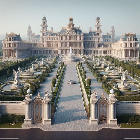 Modern Palace Exterior, Royal Castle Aesthetic, Royal Palace Exterior, Royal Palace Aesthetic, Fantasy Palace, Arsitektur Art Deco, Castle Exterior, Castle House Design, Palace Architecture