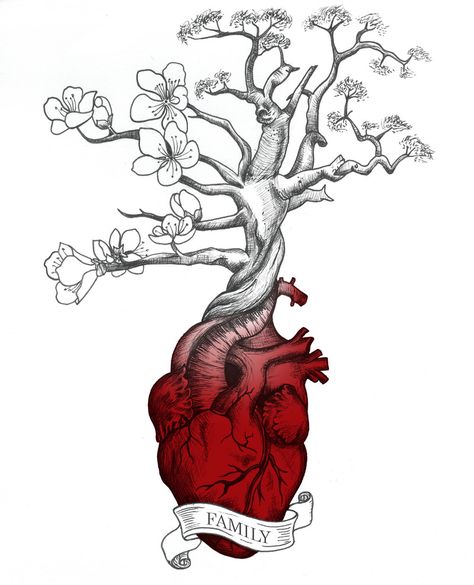 ArtStation - Sakura/Baobab hybrid tree heart, Will Lourens Tree Heart Tattoo, Koi Yin Yang, Traditional Japanese Tattoo Designs, Drawing Anime Bodies, Anatomical Heart Tattoo, Family Tree Tattoo, Tree Heart, Explore Tattoo, Cool Arm Tattoos