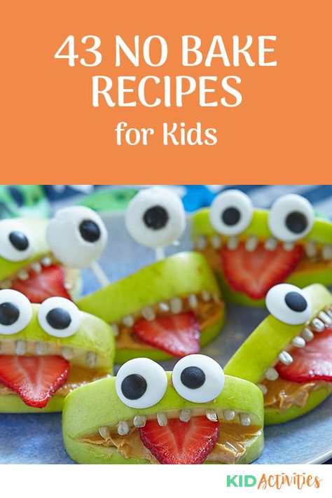 A collection of yummy no bake recipes for kids. These are great for school or at home. Kids love helping in the kitchen. #KidsSnacks #KidsFoodIdeas #CookingWithKids Preschool Cooking Activities No Bake Healthy, Cooking With Kindergarteners, Cooking With Preschoolers In The Classroom, Recipes For Classroom Cooking, Cooking In The Classroom No Bake, Baking For Preschoolers, Preschool Baking Recipes, Easy Snacks For Kids To Make No Bake, School Cooking Activities